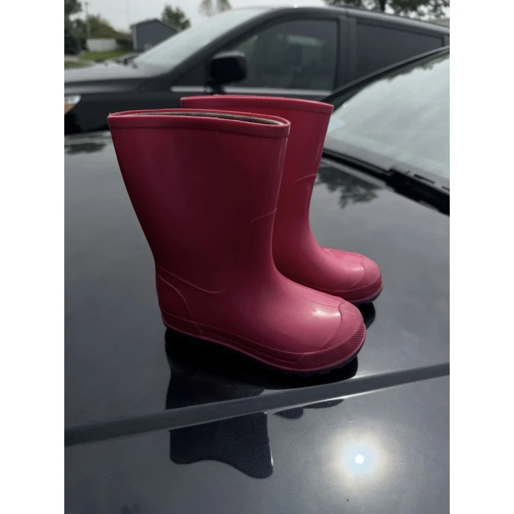 Kids Pink Rain Boots – Made in Canada – Size 7-8 Toddler Waterproof Rubber Boots